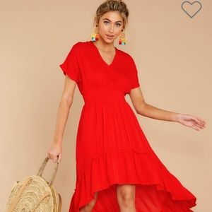 Up And At'Em Red High-Low Dress